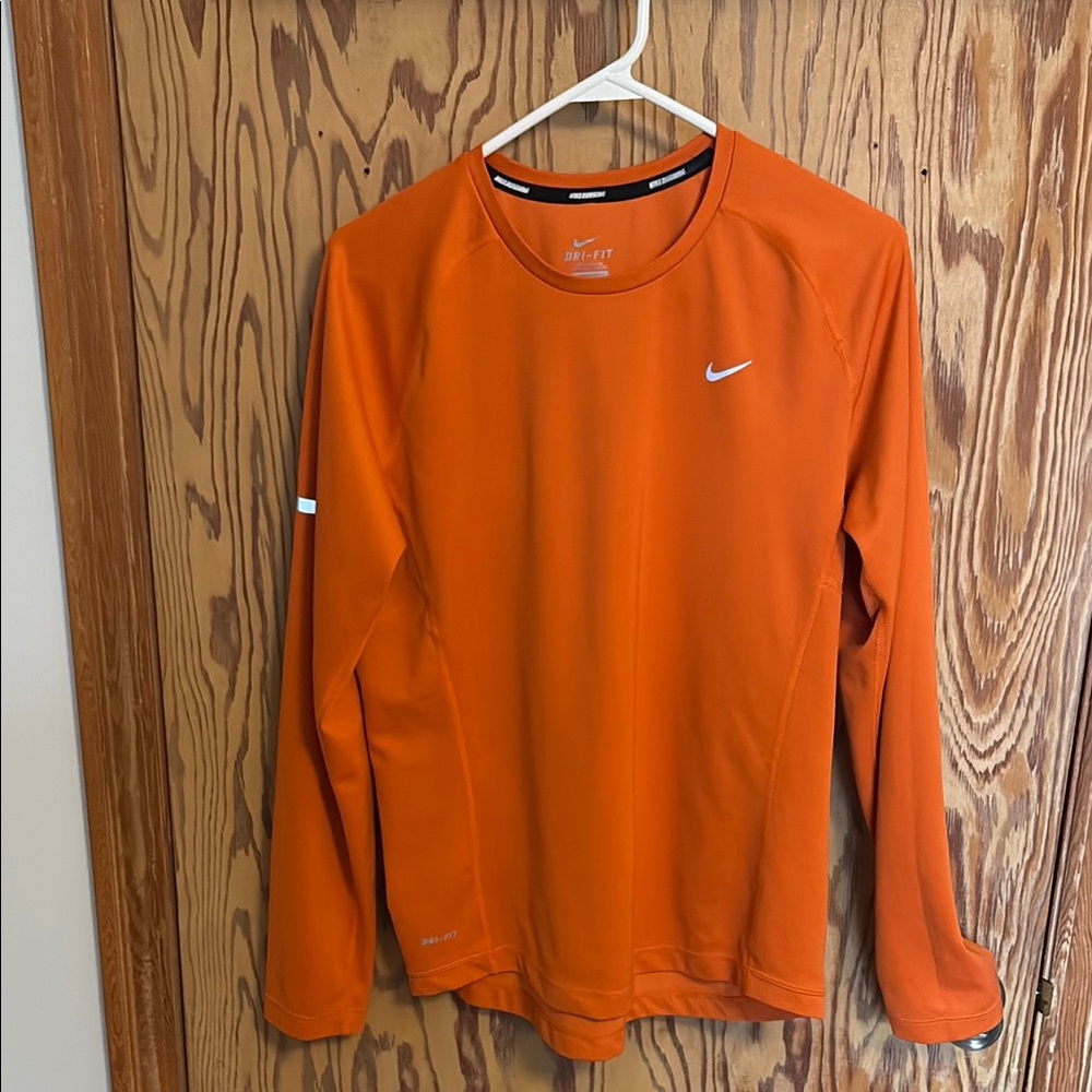 Nike Orange Dri-FIT Long Sleeve Top - Medium